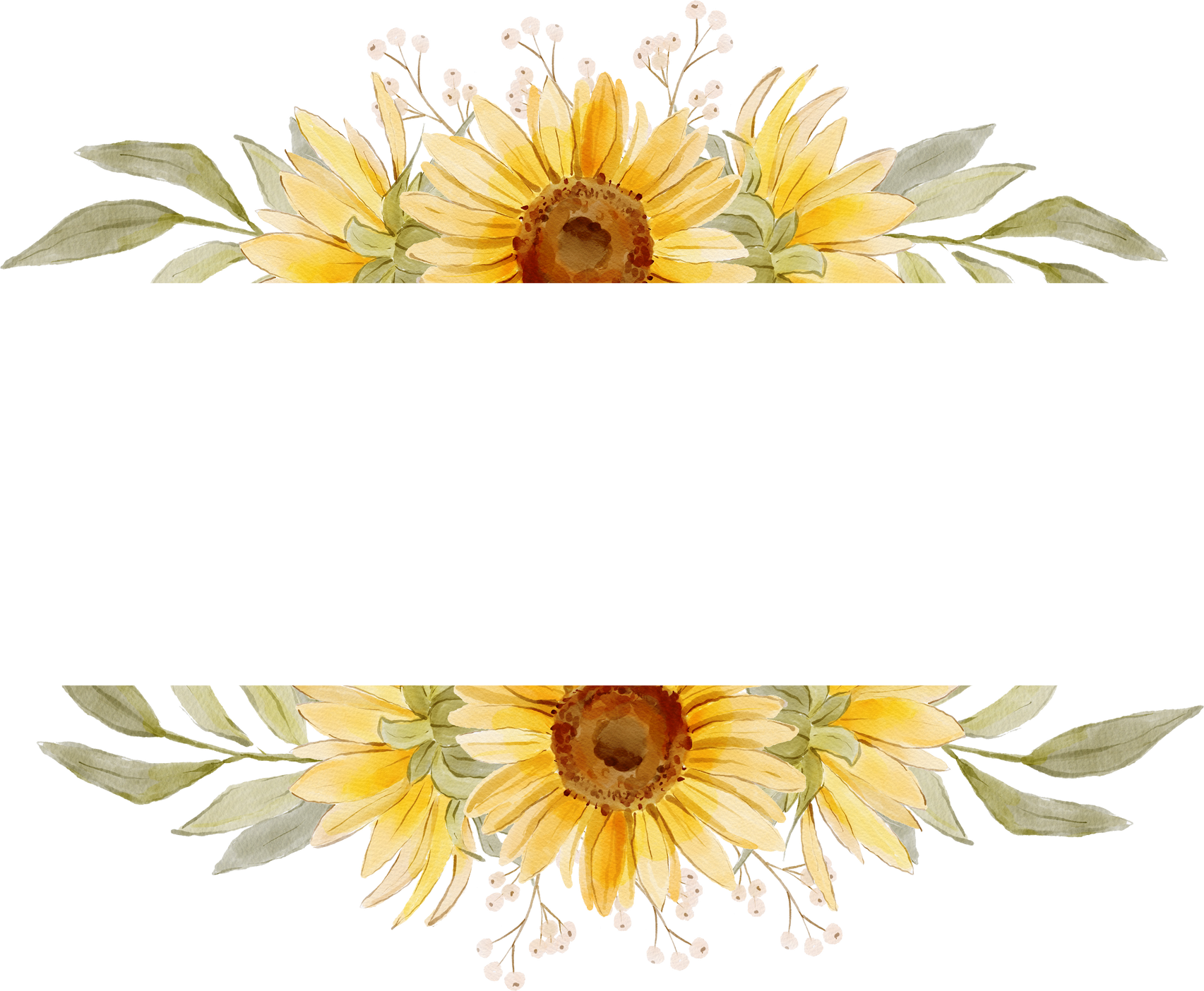 Watercolor Sunflower Border